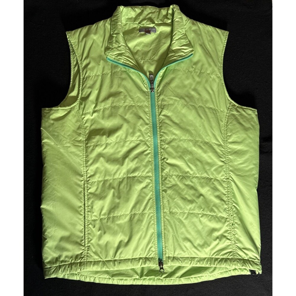 PETER MILLAR Golf PERFORMANCE VEST Lime Green Zip Front EUC Large